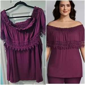 Lane bryant off shoulder lace top 2x 18/20